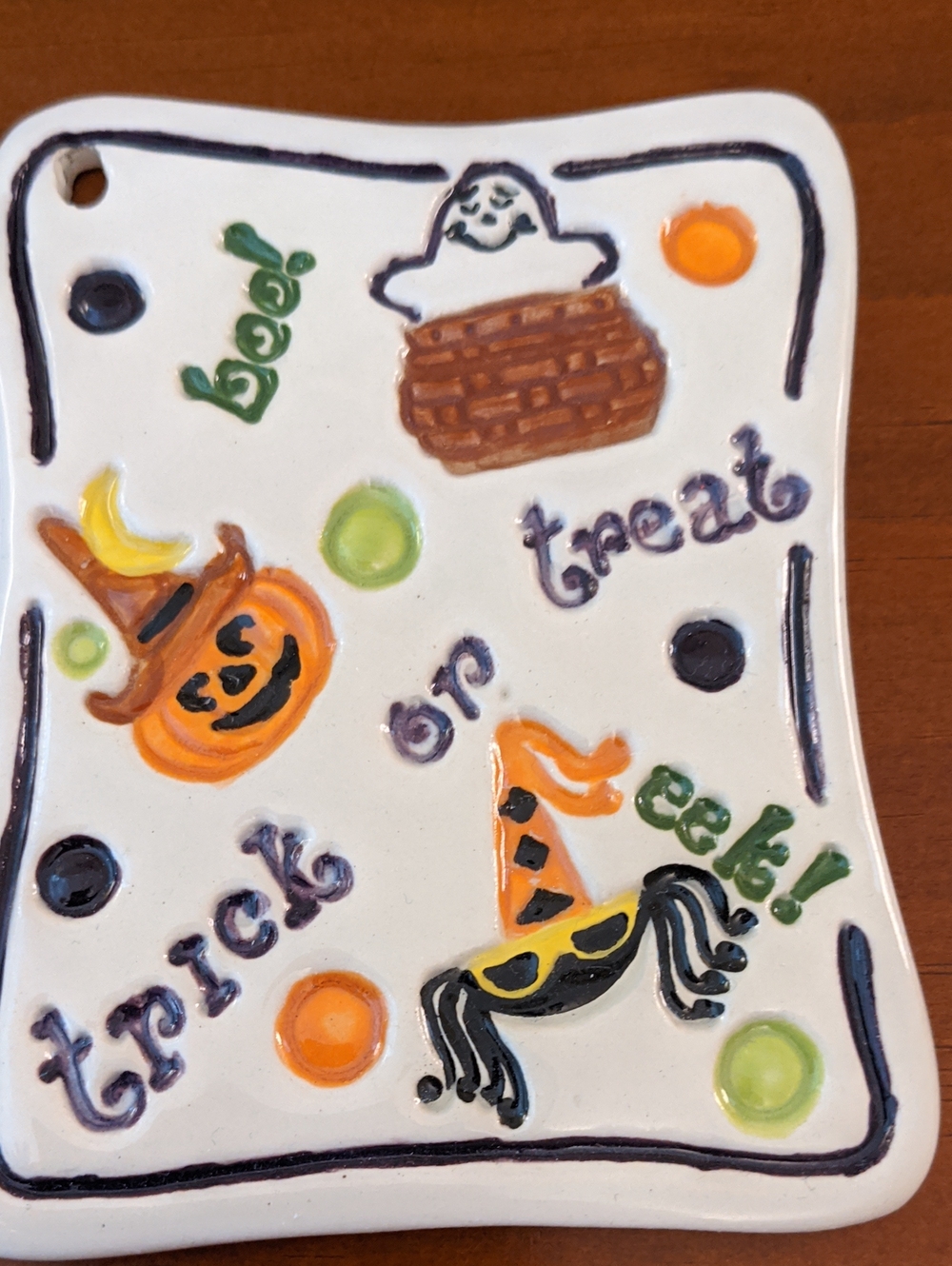 Longaberger Carol C. Berry Halloween Trick Or Treat Ceramic Sign Plaque Rare - Picture 2 of 5